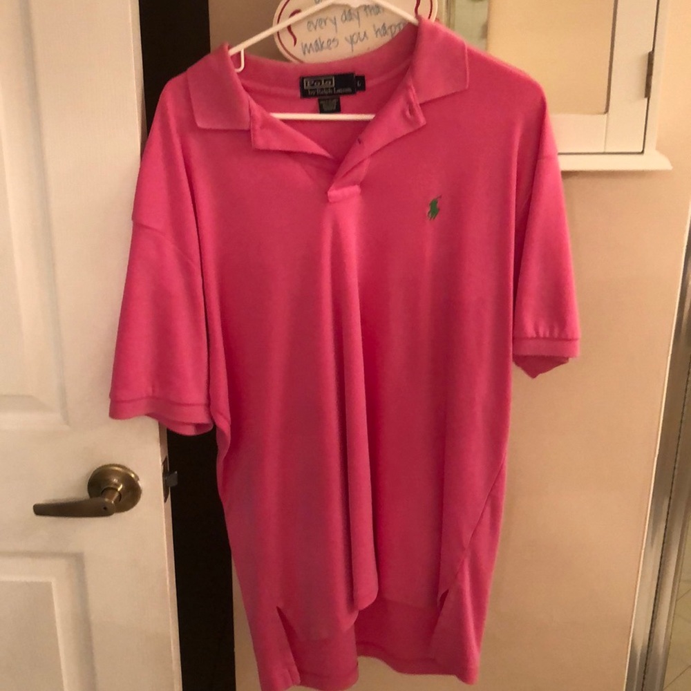 Pink polo with green horse